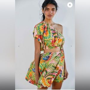 Farm Rio Macaw Leaves Mini Dress in EUC colorful.